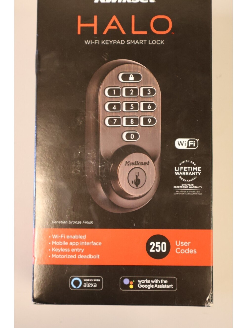 Kwikset HALO WiFi Smart Lock Deadbolt Venetian Bronze Keypad SmartKey